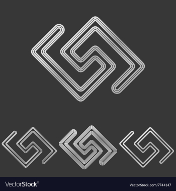 Silver line tech logo design set vector image Silver line tech logo design set vector image