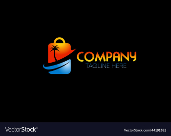 simple beautiful suitcase holiday beach logo
