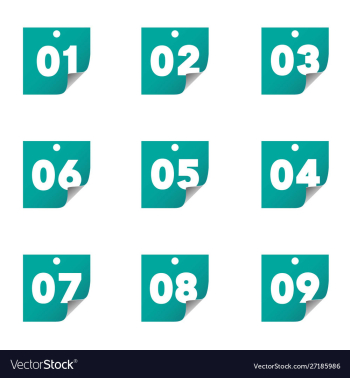 Simple blue note paper number 1 until 10 vector image