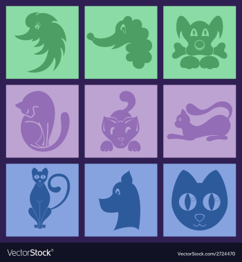 Simple Cat And Dog Logo Set vector image