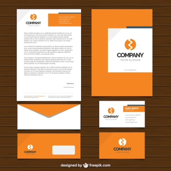 Simple design of business stationery in orange color