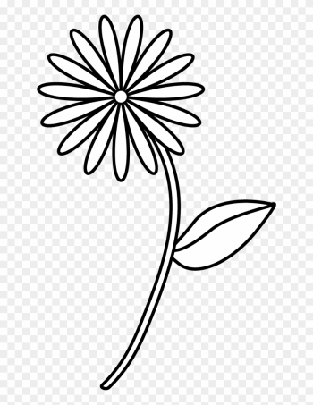 Simple Flower Coloring Page - Easy Flower Line Drawing