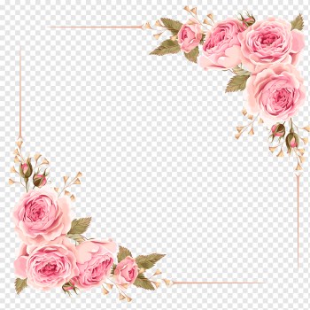 Simple hand-drawn Rose border, rose, pink roses, rose frame png