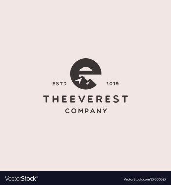 Simple modern letter e mountain logo design vector image Simple modern letter e mountain logo design vector image