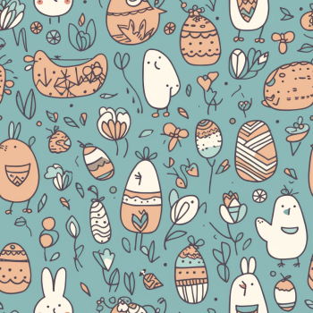 simple seamless doodle easter themed pattern