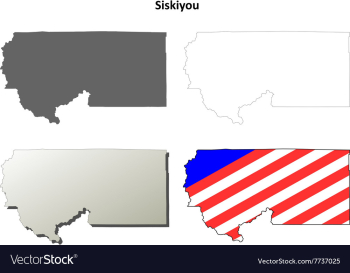 Siskiyou County California outline map set vector image Siskiyou County California outline map set vector image