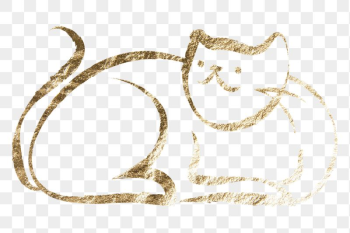 Sitting cat png sticker, gold | Free PNG Illustration - rawpixel