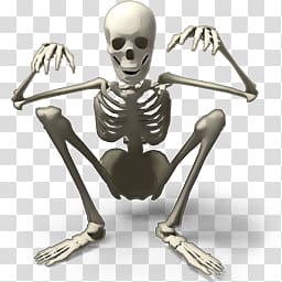 Sitting human skeleton illustration, Spooky Skeleton transparent background PNG clipart