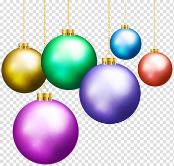 Six assorted-color Christmas bauballs, White House Bronner's Christmas Wonderland Christmas ornament Christmas decoration, Christmas Balls transparent background PNG clipart