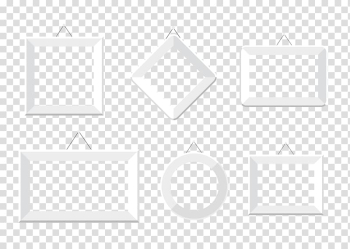 Six assorted-shape of frames, Black and white Square Area Pattern, Silver Baby Frame transparent background PNG clipart