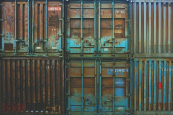 six blue freight containers six blue freight containers