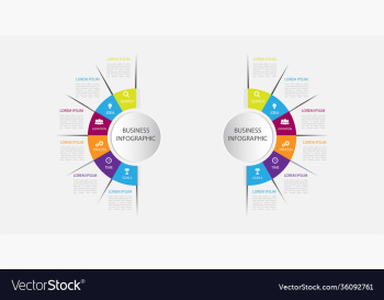 six steps infographics with main option business