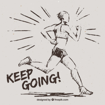 Sketch of woman running with inspirational message