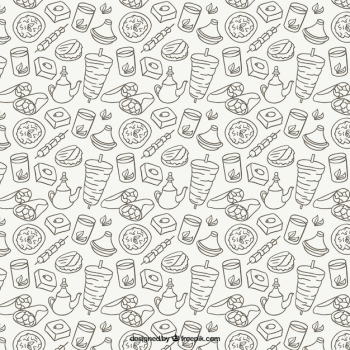 Sketches arabic food pattern Sketches arabic food pattern