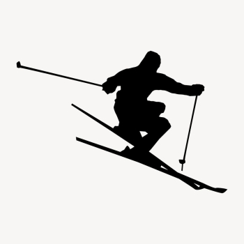 Skier silhouette clipart, sport illustration. | Free Photo - rawpixel