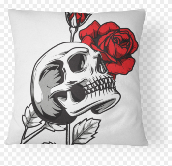 Skull &amp; Rose Pillow Cover - Rose