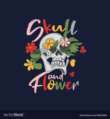 skull flower art for print design art