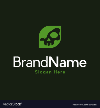 Skull leaf green scary creative logo vector image