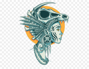 Skull Tribe Blue Totem - Tribal woman wearing a blue skull Skull Tribe Blue Totem - Tribal woman wearing a blue skull