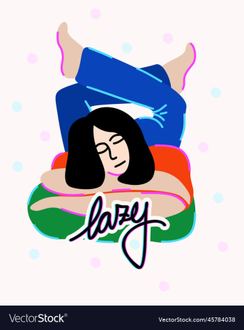 sleeping girl lazy with lettering