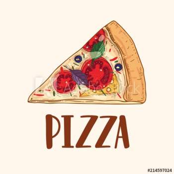 Slice or piece of appetizing delicious classical pizza isolated on light background