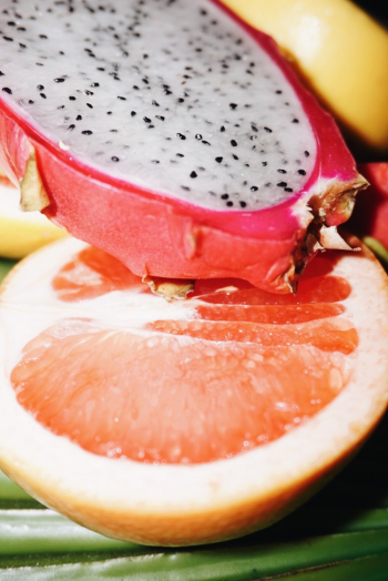 Sliced Dragon Fruit And Grapefruit Sliced Dragon Fruit And Grapefruit