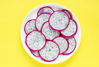 Sliced Dragon Fruit in Round White Bowl Sliced Dragon Fruit in Round White Bowl