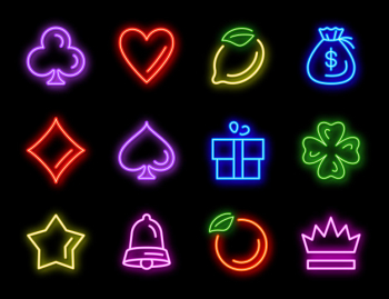 Slot machine neon icons for casino gambling Free Vector Slot machine neon icons for casino gambling Free Vector