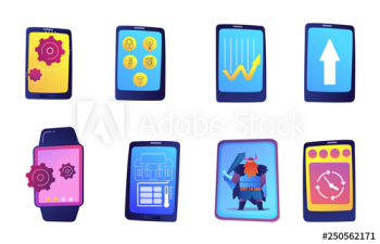 Smartphone vector illustrations set Smartphone vector illustrations set