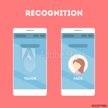 Smartphone with a face recognition and fingerprint scanner Smartphone with a face recognition and fingerprint scanner