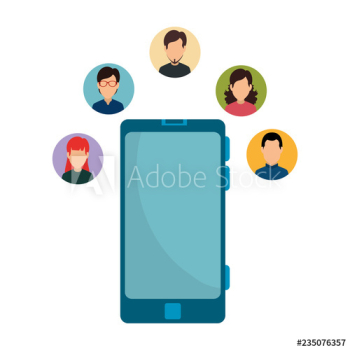 smartphone with community people smartphone with community people