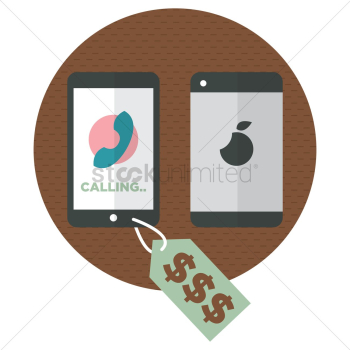 Smartphone with price tag Smartphone with price tag