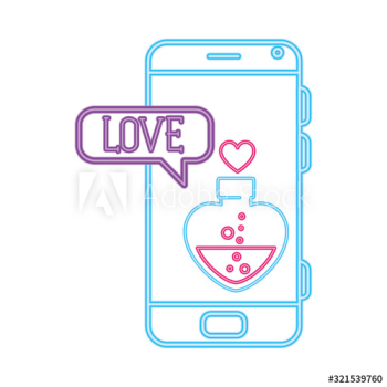 smartphone with speech bubble in neon light smartphone with speech bubble in neon light