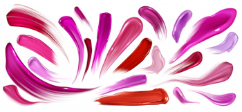 Smears of lipstick, nail polish or paint, brush strokes set isolated on white. Free Vector