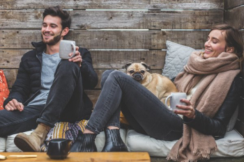 Smiling Man Woman Pug Smiling Man Woman Pug