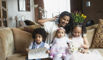 Smiling Mom And Children Smiling Mom And Children
