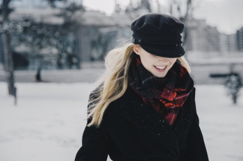 Smiling Woman On Snowy Afternoon Smiling Woman On Snowy Afternoon