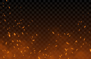 Smoke, flying up sparks and fire particles Free Vector