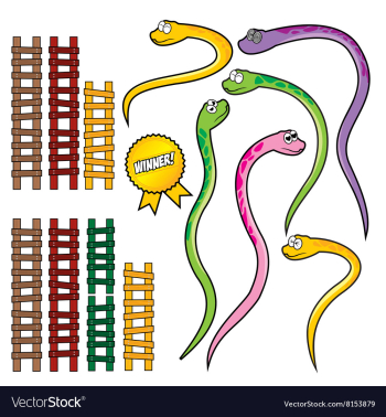 Snake and wood ladder set vector image Snake and wood ladder set vector image