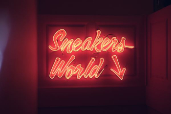 sneakers world neon light signage sneakers world neon light signage