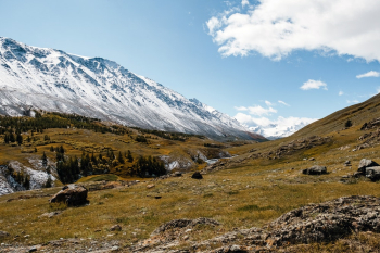 Snow Capped Mountains Under White Clouds Snow Capped Mountains Under White Clouds