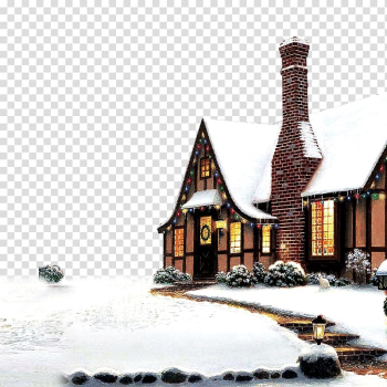 Snow-covered house , Snow Christmas Winter , Christmas transparent background PNG clipart