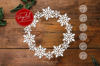 Snowflake Wreath - SVG EPS DXF PNG PDF JPG Snowflake Wreath - SVG EPS DXF PNG PDF JPG