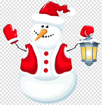 Snowman illustration, Snowman , Christmas Snowman with Lantern transparent background PNG clipart