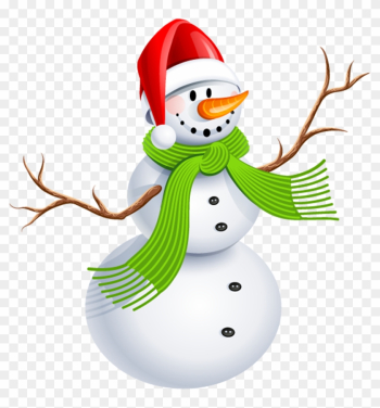 Snowman With Green Scarf Png Clipart Picture - Christmas Snowman ...