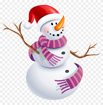 Snowman With Purple Scarf Png Picture - Snow Man Png