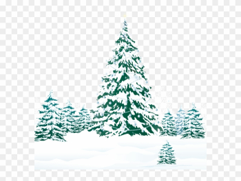 Snowy Winter Ground With Trees Png Clipart Image - Teal Christmas Tree Png