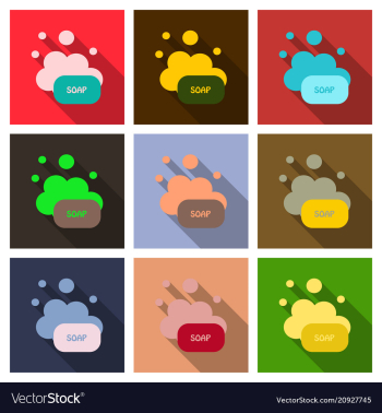 Soap flat icon soap bubbles with shadow vector image Soap flat icon soap bubbles with shadow vector image