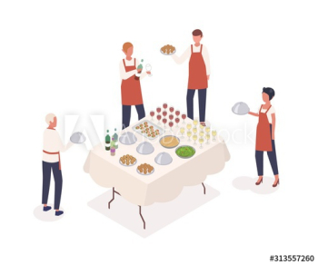 Social event preparation isometric vector illustration Social event preparation isometric vector illustration