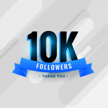 Social media 10k followers or 10000 subscribers thank you banner Free Vector